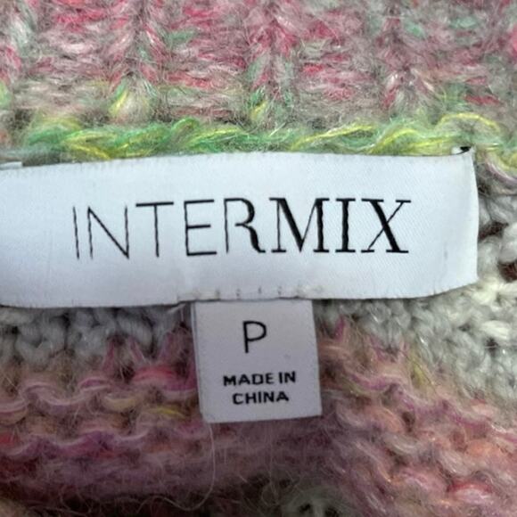 Intermix Pink Multicolor Rainbow Striped Wool Knit Long Sleeve Sweater Top Sz XS - Picture 3 of 4